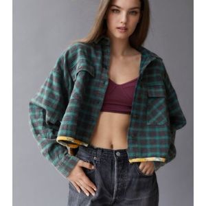 BDG Caleb 100% Cotton Cropped Flannel Shirt (XS)